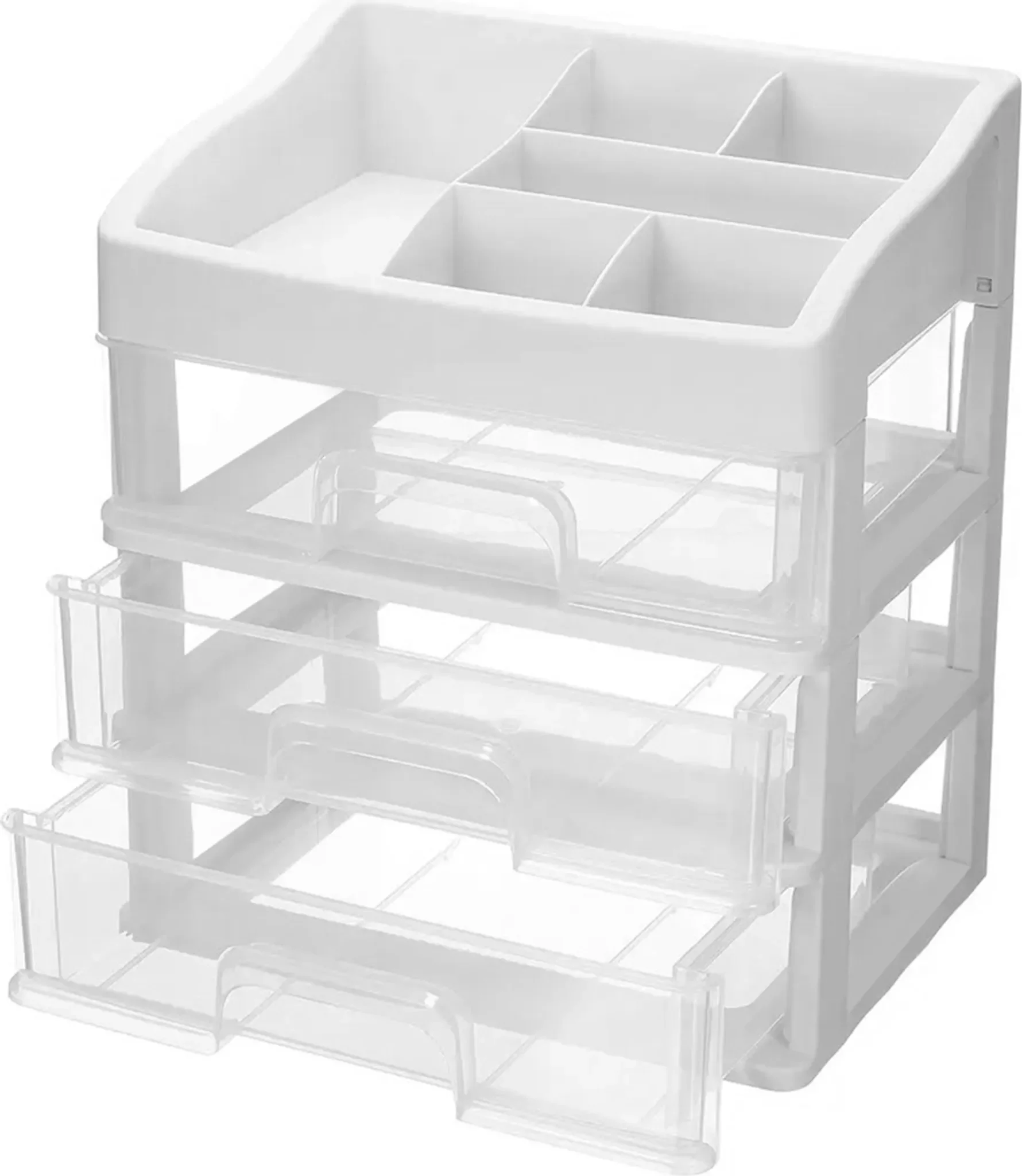 APT® Kosmetik-Organizer mit 3 Schubladen – Weiß/Transparent